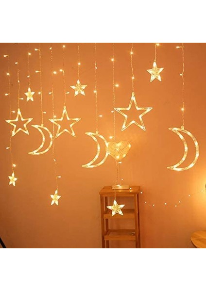 3.5 M Dekoratif Yıldızlı Dize Perde Ramazan Işıkları Aylar ve Yıldızlar Ramazan Ev Dekorasyon Partisi Için LED Gece Lambası (Yurt Dışından) modelleri