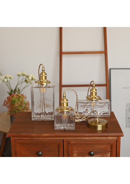 Retro Cam Kolye Işıkları Iskandinav Minimalist Başucu Lambası Lüks Restoran Balkon Girişi Pirinç Lamba C (Yurt Dışından) fiyatları