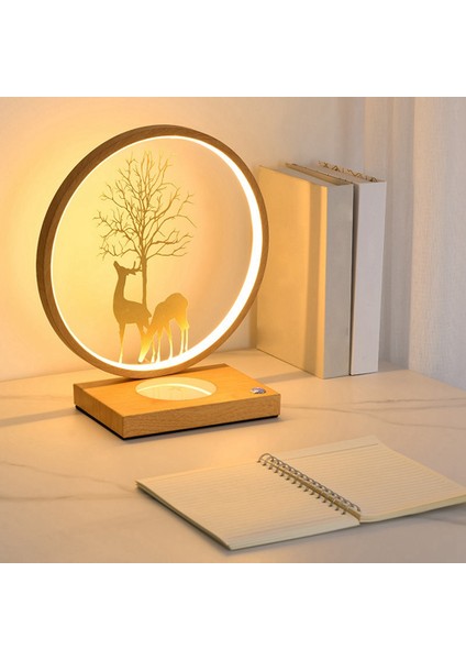 LED Masa Lambası Cep Telefonu Aydınlatma Için Kablosuz Şarj Masa Lambası Ayarlanabilir Karartma Masaüstü Komidin Dekorasyon-A (Yurt Dışından)