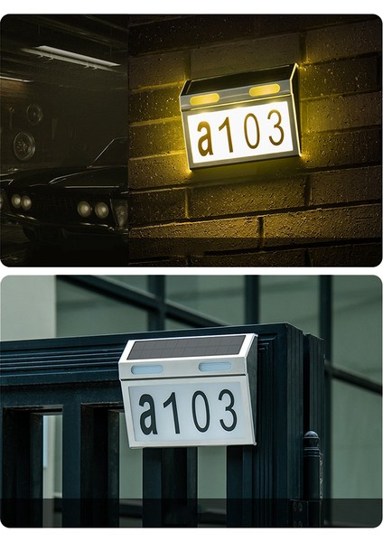 Güneş Enerjili Ev Numarası Işığı, Kapı Numaraları 3 Aydınlatma Modlu IP65 Su Geçirmez Malzeme ile Dış Mekan LED Işıkları (Yurt Dışından)