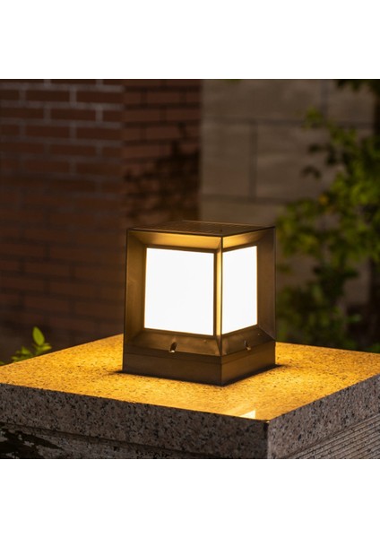LED Güneş Sütun Far Güneş Enerjili Ayağı Lambası Açık Su Geçirmez Duvar Lambası Avlu Peyzaj Bahçe Için 20 cm (Yurt Dışından)