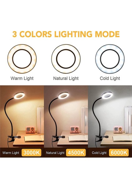 48 LED Masa Lambası Klipsi, 5x Büyüteç Işık ile 360° Ayarlanabilir 3 Modlu LED Masa Lambası Yatak Masası Çalışması Için El Sanatları-1pc (Yurt Dışından) fırsatları
