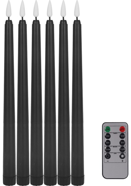 6'lı Uzaktan Cadılar Bayramı Konik Mum Paketi, Siyah Renkli Alevsiz Sütun Mumlar, Içeren Mumlar (Yurt Dışından)