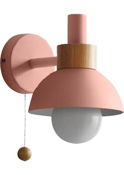 LED Duvar Lambası Anahtarı ile Ahşap Aplik Işıkları Kapalı Aydınlatma Ev Dekor Başucu Yatak Odası Oturma Odası Ampul ile A (Yurt Dışından)