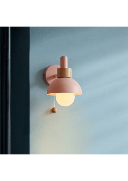 LED Duvar Lambası Anahtarı ile Ahşap Aplik Işıkları Kapalı Aydınlatma Ev Dekor Başucu Yatak Odası Oturma Odası Ampul ile A (Yurt Dışından) fırsatları