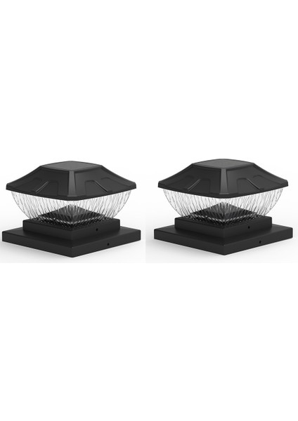 Güneş Direkli Kapak Işıkları Dış Mekan - 2 Paket 2 Modlu Güneş Güverte Çit Işıkları, IP65 Suya Dayanıklı Güneş Enerjili Işık Direkleri Siyah (Yurt Dışından)
