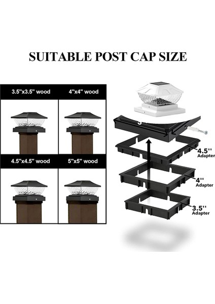 Güneş Direkli Kapak Işıkları Dış Mekan - 2 Paket 2 Modlu Güneş Güverte Çit Işıkları, IP65 Suya Dayanıklı Güneş Enerjili Işık Direkleri Siyah (Yurt Dışından) fiyatları