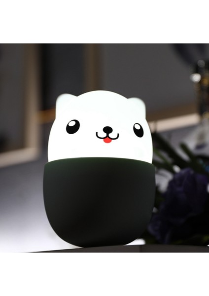 Çay Fincanı Köpek Gece Lambası Sevimli Hayvan Karikatür USB Şarj Edilebilir Yavru Silikon Gece Lambası Sevimli Evcil Köpek Başucu Işık (Yurt Dışından)