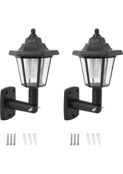 2 x Güneş Enerjili LED Açık Bahçe Çit Duvar Fener Işık Lambası Işık Sensörü (Yurt Dışından)