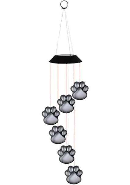 Güneş LED Rüzgar Ahenge Lambası Paws Baskı Güneş Rüzgar Ahenge Kediler Köpek Pet Pawprint Güneş IP65 Su Geçirmez Asılı (Yurt Dışından)