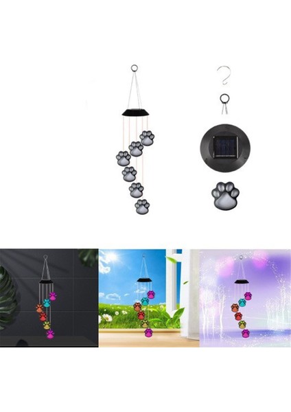 Güneş LED Rüzgar Ahenge Lambası Paws Baskı Güneş Rüzgar Ahenge Kediler Köpek Pet Pawprint Güneş IP65 Su Geçirmez Asılı (Yurt Dışından) indirimleri