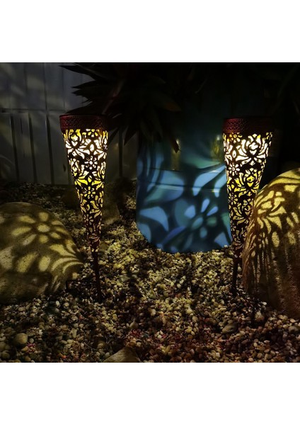 2 Adet Metal Güneş Işıkları Bahçe Dış Bahçe Dekorasyonu Için, Balkon Çiçek Kutuları Çim Yolu Için LED Bahçe Işıkları (Yurt Dışından) fiyatları