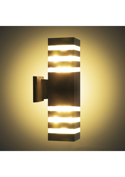 Kare LED Duvar Lambası E27 Çift Kafa Kapalı Dış Mekan Su Geçirmez Aplik Yukarı Aşağı Sundurma Lambası (Siyah) (Yurt Dışından) indirimleri