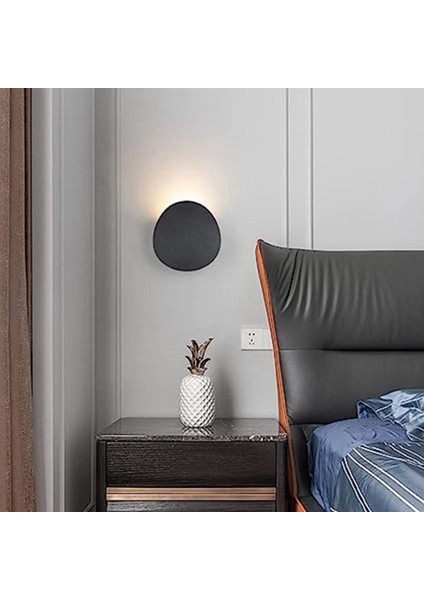 Duvar Lambası Modern Yuvarlak Basit Yatak Odası Başucu Lambası Iskandinav Kişilik Oturma Odası Koridor Koridor (Siyah) (Yurt Dışından) indirimleri