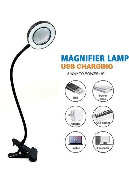 48 LED Masa Lambası Klipsi, 5x Büyüteç Işığı ile 360° Ayarlanabilir 3 Modlu LED Masa Lambası Yatak Masası Çalışması Için El Sanatları-2pc (Yurt Dışından) fırsatları