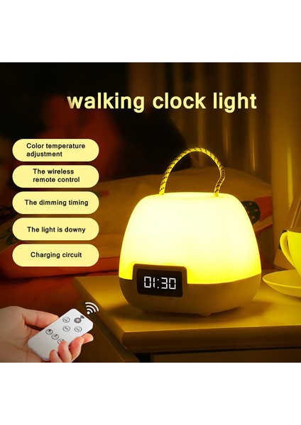 Uzaktan Kumanda Gece Lambası Saat Işığı LED Masa Lambası Gece Lambası Odası Dekorasyon Açık Kamp (Yurt Dışından) fiyatları