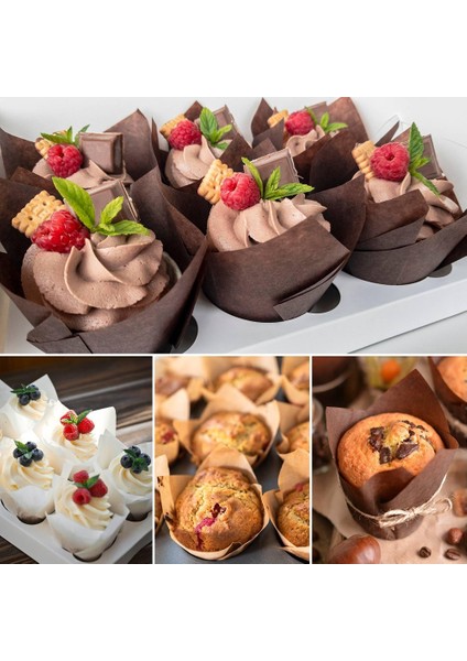 200 Adet Lale Cupcake Gömlekleri Yükseltme Parşömen Kağıdı Muffin Gömlekleri Parti Düğün Doğum Günü Için Kek Pişirme Için (Yurt Dışından)