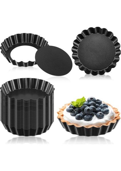 32 Adet 3 Inç Mini Tart Tavalar Yumurta Tart Kalıp Çıkarılabilir Alt Yuvarlak Kiş Tava Mini Pasta Tavaları Bakeware Kalıp (Yurt Dışından)