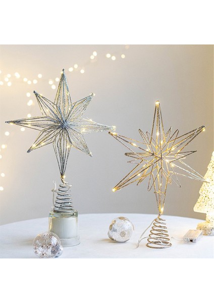 Noel Ağacı Toppers Yıldız LED Lamba Ev Noel Süslemeleri Ağaç Süsleri Için Sekiz Köşeli Yıldız Ağacı Işık, Gümüş (Yurt Dışından) fiyatları