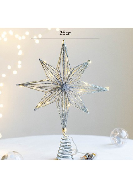 Noel Ağacı Toppers Yıldız LED Lamba Ev Noel Süslemeleri Ağaç Süsleri Için Sekiz Köşeli Yıldız Ağacı Işık, Gümüş (Yurt Dışından) modelleri