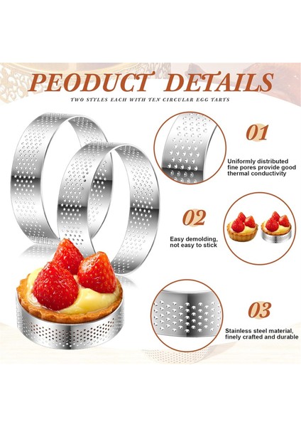 20 Adet 3 Inç Delikli Tart Yüzükler Yuvarlak Tart Yüzük Paslanmaz Çelik Tart Yüzükler Pişirme Için Yapışmaz Metal Yuvarlak Kek Yüzüğü (Yurt Dışından) fırsatları