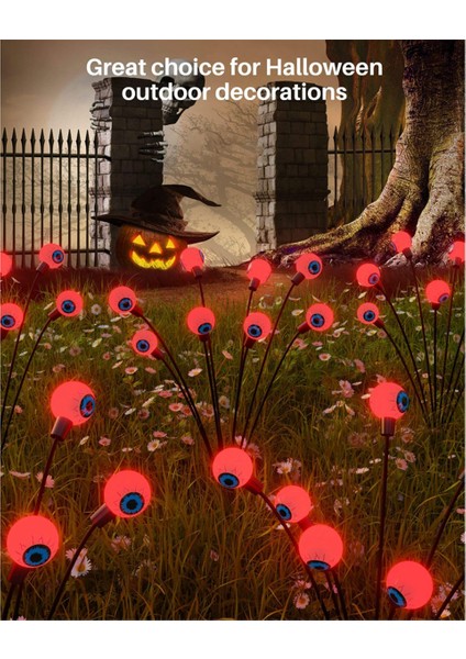 Korkunç Göz Küresi Güneş Bahçe Işıkları, 16LED Sallanan Güneş Bahçe Dekoru Su Geçirmez, Yard/çim/araba Yolu, 2 Adet, Kırmızı (Yurt Dışından) fiyatları