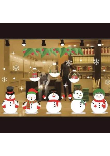 Yılbaşı Noel Sticker Renkli Kardan Adam 70X50 cm