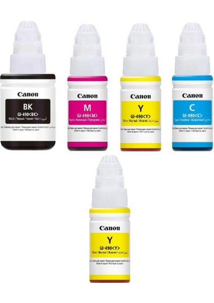 490 GI-490 Pixma G2415 Orjinal Mürekkep Seti Bk-C-Y-M Siyah Sarı Mavi Kırmızı + 1 Sarı Hediye