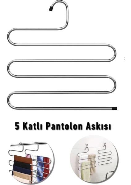 Metal 5 katlı Pantolon Eşarp Askısı MIT1029