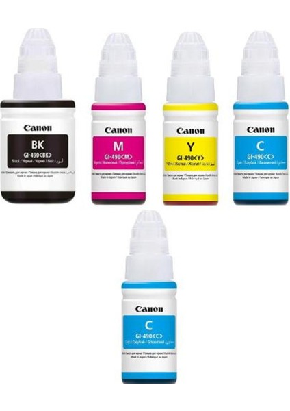 490 GI-490 Pixma G2415 Orjinal Mürekkep Seti Bk-C-Y-M Siyah Sarı Mavi Kırmızı + 1 Mavi Hediye
