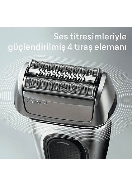 Series 8 8517S Islak & Kuru Tıraş Makinesi Şarj Standı ve Seyahat Kılıfı, %100 Su Geçirmez, Ses Titreşimleriyle Güçlendirilmiş 4 Tıraş Elemanı, 5 Yıla Varan Garanti.