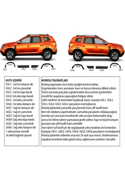 Ferrous Dacia Duster 2018> Premıum Çamurluk-Kapı Koruma Dodik Seti 12 Prç