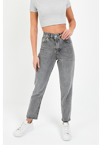 Likralı Mom Jean Pantolon