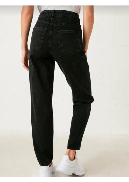 Likralı Mom Jean Pantolon