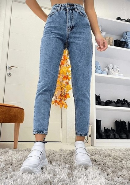 Likralı Mom Jean Pantolon modelleri