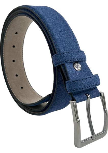 Lacivert Süet Suni Deri Dikişli 4 cm.lik Klasik Kemer - 7400-805 fiyatları