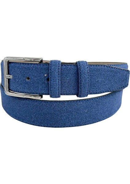 Lacivert Süet Suni Deri Dikişli 4 cm.lik Klasik Kemer - 7400-805 modelleri