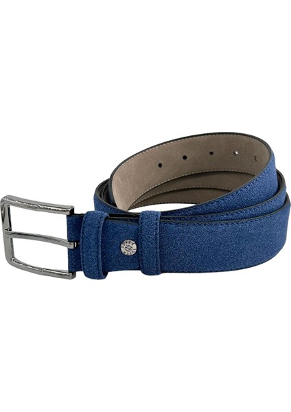 Lacivert Süet Suni Deri Dikişli 4 cm.lik Klasik Kemer - 7400-805 fırsatları