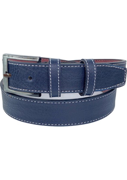 Lacivert Çocuk Boy Suni Deri Dikişli Model 3 cm.lik Garson Klasik Kemer - G5-23EK fırsatları