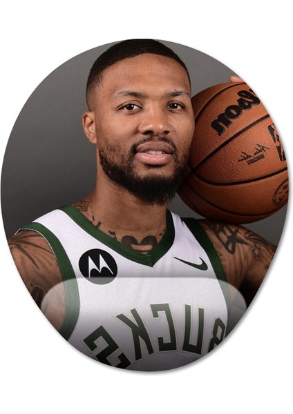 Damian Lillard - Milwaukee Bucks - Nba Bilek Destekli Mousepad Model - 1 Oval