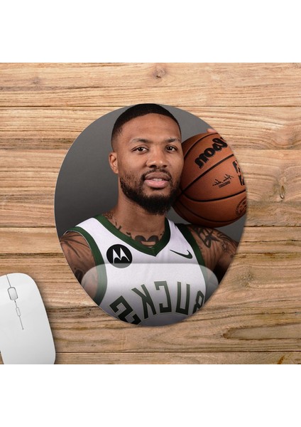Damian Lillard - Milwaukee Bucks - Nba Bilek Destekli Mousepad Model - 1 Oval fiyatları