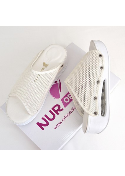 Ekru File Desenli Açık Airmax Ortopedik Terlik fırsatları
