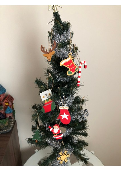 Ahşap El Boyaması 9lu Noel Çam Ağacı Süsü fiyatları