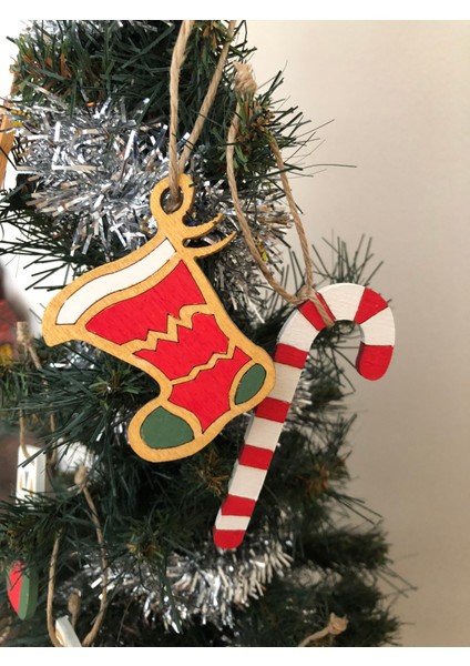 Ahşap El Boyaması 9lu Noel Çam Ağacı Süsü modelleri