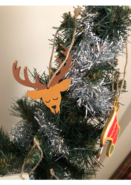 Ahşap El Boyaması 9lu Noel Çam Ağacı Süsü fırsatları