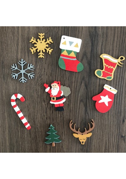Ahşap El Boyaması 9lu Noel Çam Ağacı Süsü indirimleri