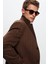 Slim Fit Kahverengi Çizgili Palto 1EF0832255009 4