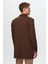 Slim Fit Kahverengi Çizgili Palto 1EF0832255009 5