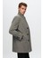 Slim Fit Gri Çizgili Palto 1EF0832255009 2