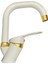 Beyaz Gold Banyo Lavabo Bataryası Çeşmesi Musluğu 1